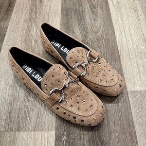 Bibi Lou Zagreb Studded Loafers Tan US 9-9.5 EU 40
